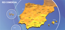 Mapa de la península Ibérica con los centros de cobertura de Barloworld Finanzauto.