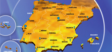 Mapa de España con la cobertura de centros con soporte marino.